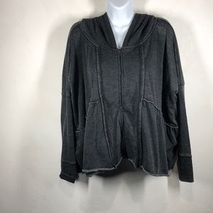 Free People charcoal gray hooded zip sweatshirt xs